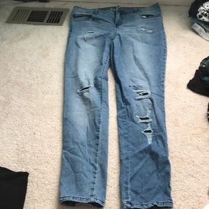 Ripped blue skinny jeans